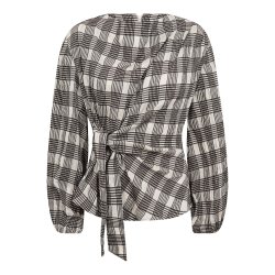 Chandler check tie blouse Co'Couture, bone