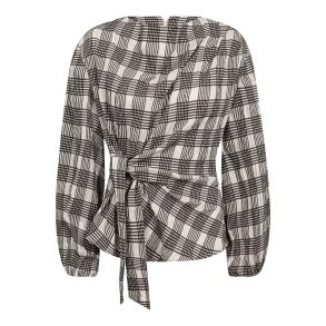 Chandler check tie blouse Co'Couture, bone