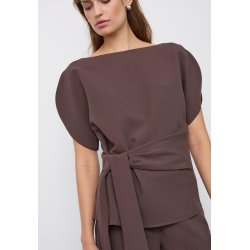 Acile pleat ss blouse Co'Couture, brown