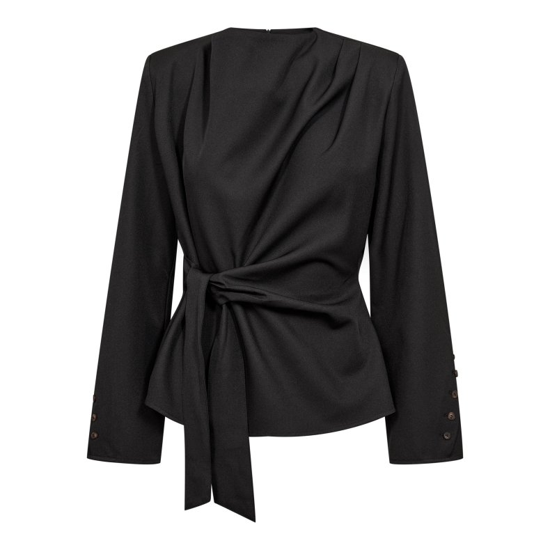 Luna pleat tie blouse Co'Couture, black