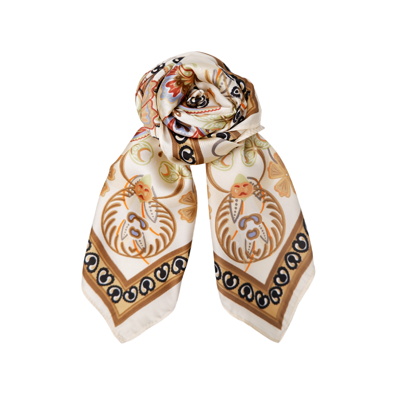 Bctazoa mini scarf w. golden ring Black Colour, creme multi