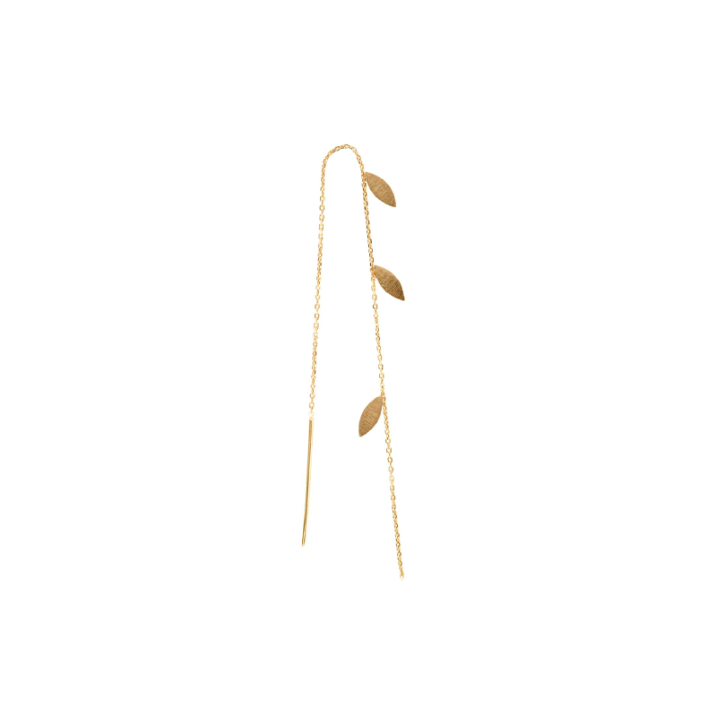 Three leaves single earring piece, gold
