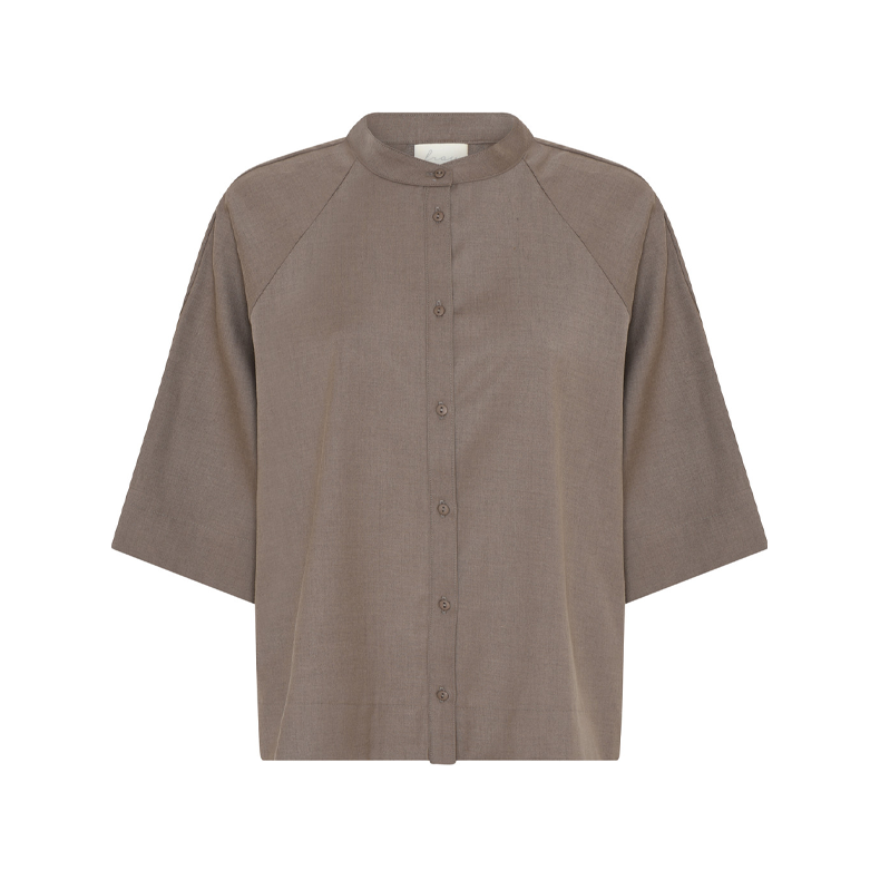 Abu Dhabi 3/4 short wool shirt Frau, walnut