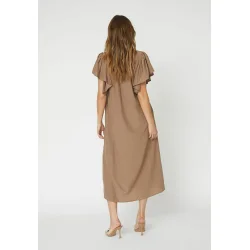 Tora frill v-dress Co'Couture, walnut L