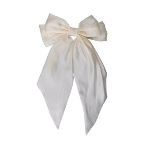 Renee satin bow barette Black Colour, off white