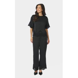 Elle heavy sateen lace top Neo Noir, black