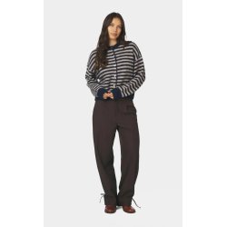 Isana stripe fluffy knit cardigan Neo Noir, navy striped