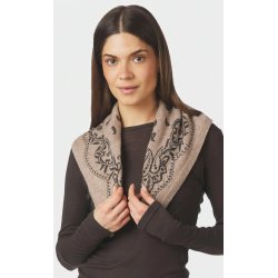 Lolana paisley knit scarf Neo Noir, beige melange