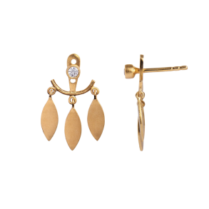 Dancing three leaves behind ear Stine A, gold
