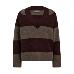 Taci stripe ls v-neck mos mosh, fudge