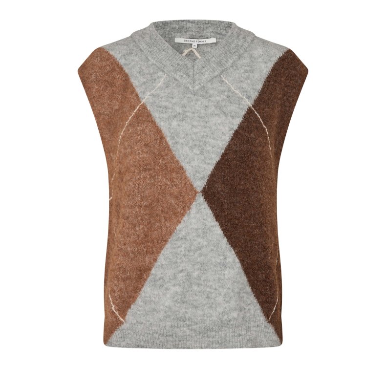 Forca knit vest Second Female, light grey melange 