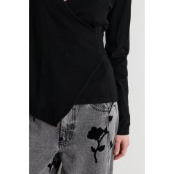 Stina knit wrap v-neck Second Female, black