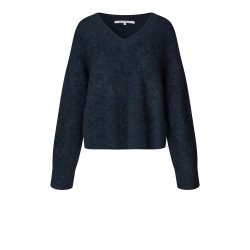 Andrea knit structure v-neck Second Female, poseidon
