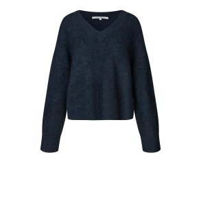 Andrea knit structure v-neck Second Female, poseidon