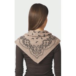Lolana paisley knit scarf Neo Noir, beige melange