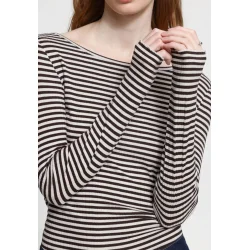 Cella ls long sleeve t-shirt ICHI, chocolate tort/cloud dancer