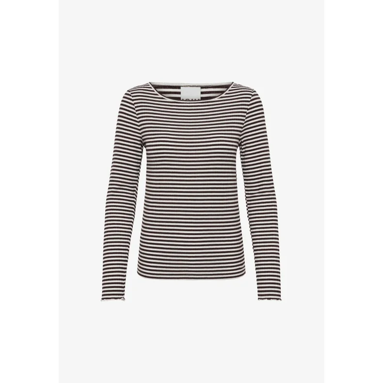 Cella ls long sleeve t-shirt ICHI, chocolate tort/cloud dancer
