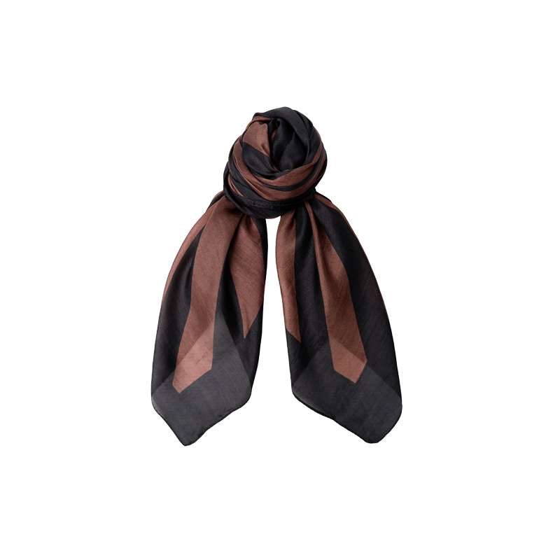 Bcnalira silk scarf Black Colour, mocca