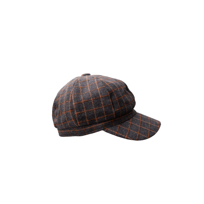 Bcrosina checked cap Black Colour, dk.grey