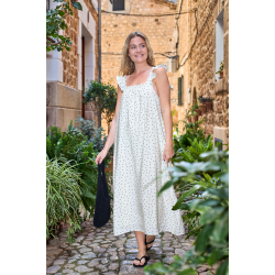 Benedikt dress Black Colour, off white dot