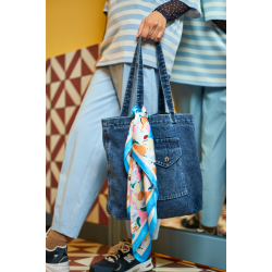 Leeva mini scarf Black Colour, blue multi