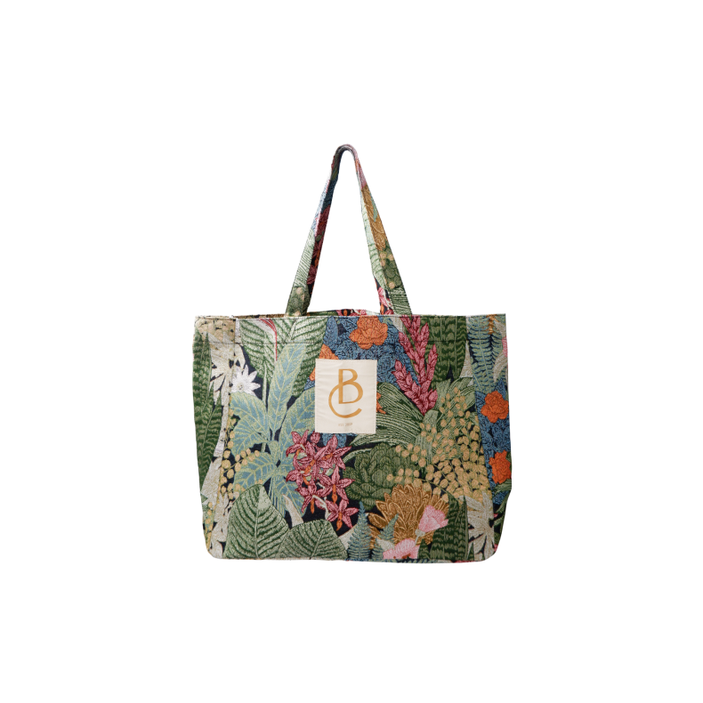Nyla shopper bag Black Colour, flower forest