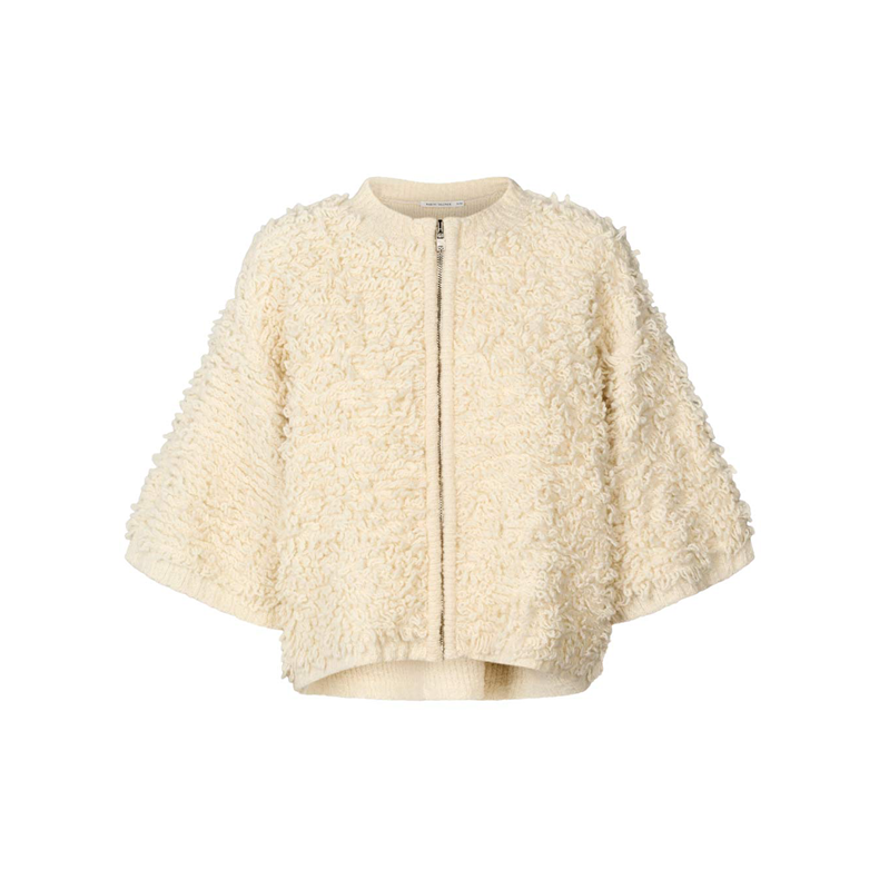 Alice shaggy lam knit cardigan Rabens Saloner, off white