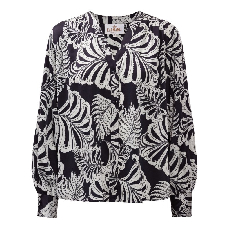 Karmamia Amelia shirt, navy palm