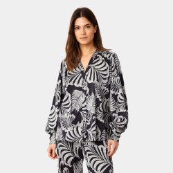 Karmamia Amelia shirt, navy palm