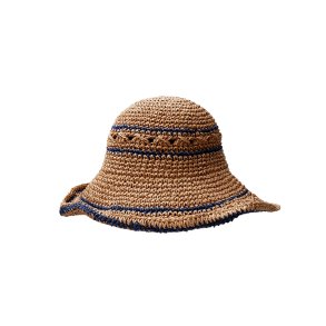 Palma boho straw hat Black Colour, nature w. navy