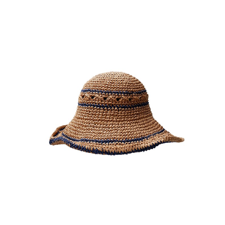Palma boho straw hat Black Colour, nature w. navy