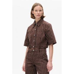 Majsa shirt jacket Baum und Pferdgarten, creme brown pinstripe