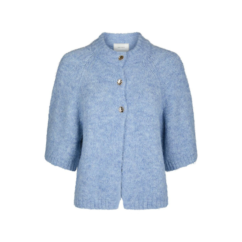 Benuta fluffy knit cardigan Neo Noir, dusty blue