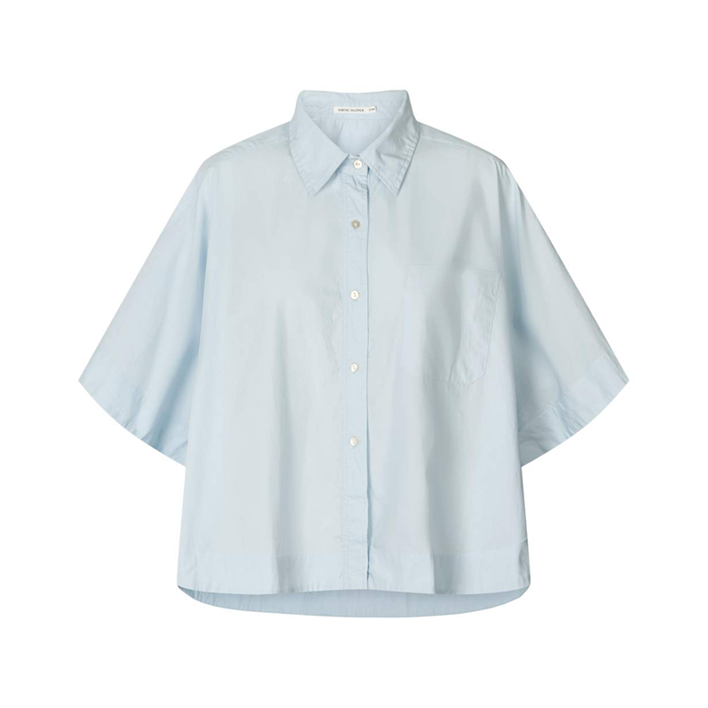 Berte poplin curved hem shirt Rabens Saloner, light blue