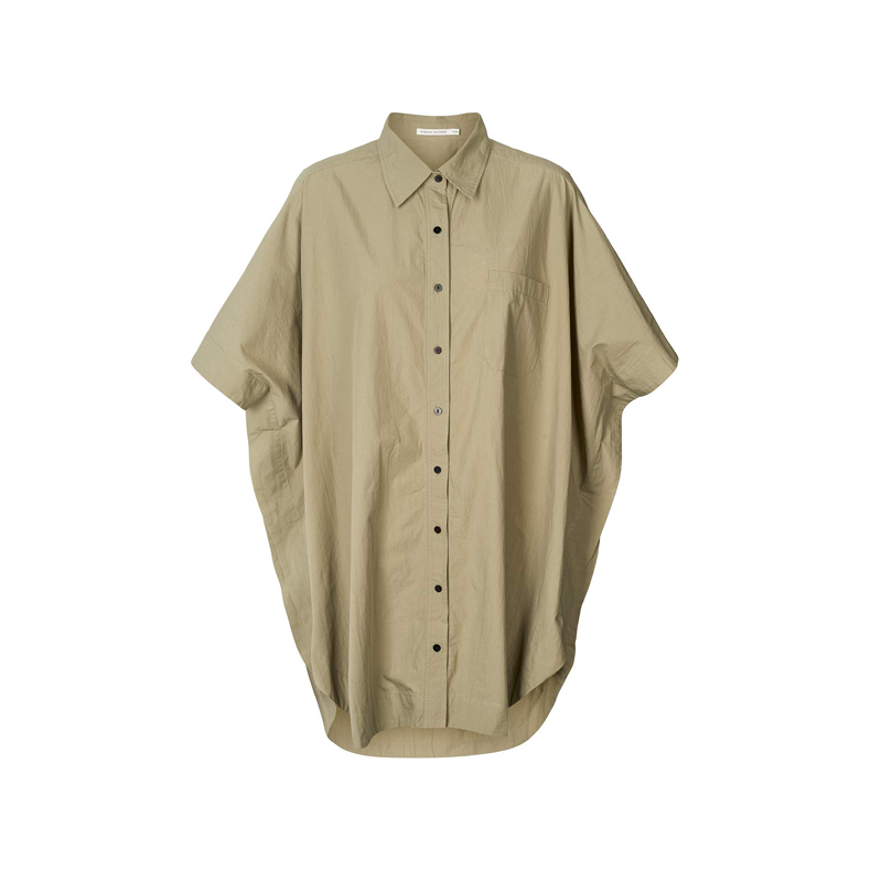 Berta poplin curved hem shirt dress Rabens Saloner, vertiver