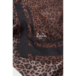 Calli wool mix cube scarf Lala Berlin, dark brown leo