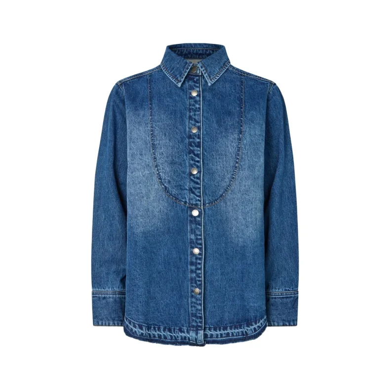 Paia denim bib shirt Rabens Saloner, dark indigo