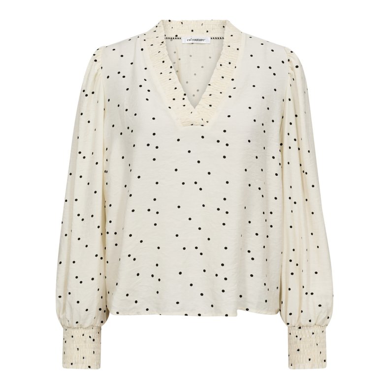 Diem dot V-blouse Co'Couture, off white/black
