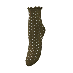 Dotted frilla short sock Beck S�ndergaard, dark olive