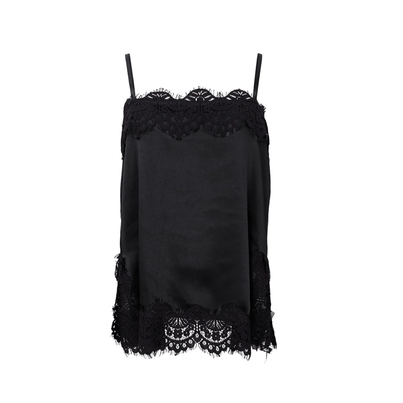 Evie lace strap top, Black Colour, black