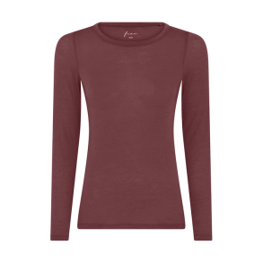 Lucca cashmere ls o-neck top Frau, Red Mahogany
