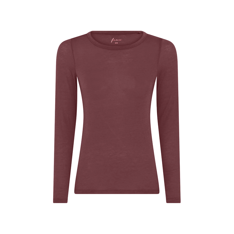 Lucca cashmere ls o-neck top Frau, Red Mahogany
