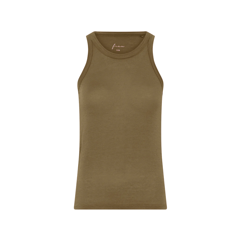 Lucca cashmere tank top frau, military olive