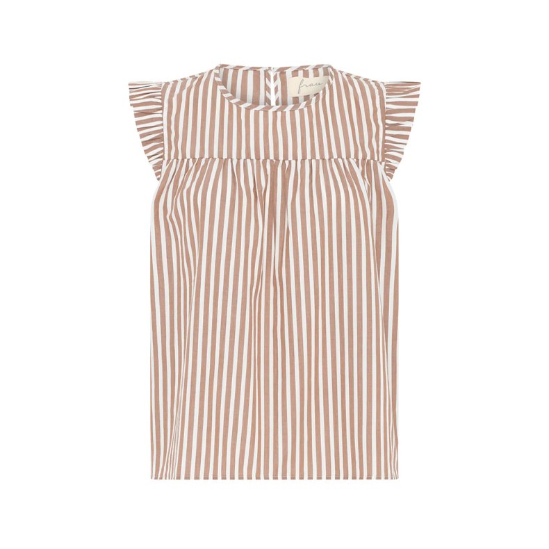 Stockholm top BC Frau, coffee wide stripe