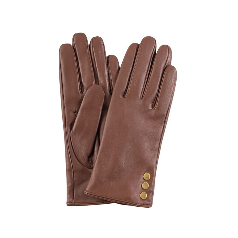 Gloves with buttons Depeche, cognac