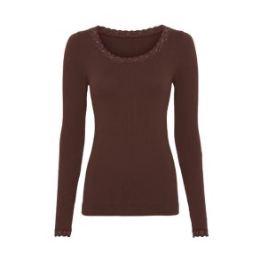 Frida rib top long sleeve Tim & Simonsen, cioccolato