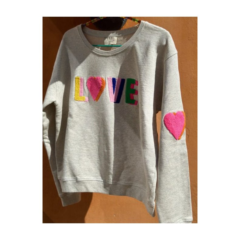 Lulu's Love Is-double love grey melange multi sweat