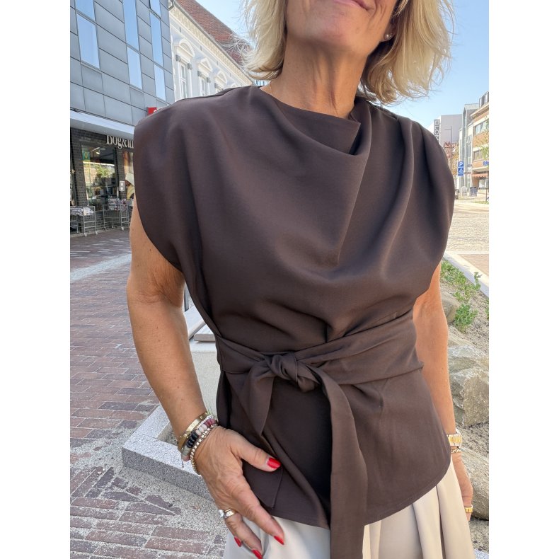 Luna pleat top Co'Couture, dark brown