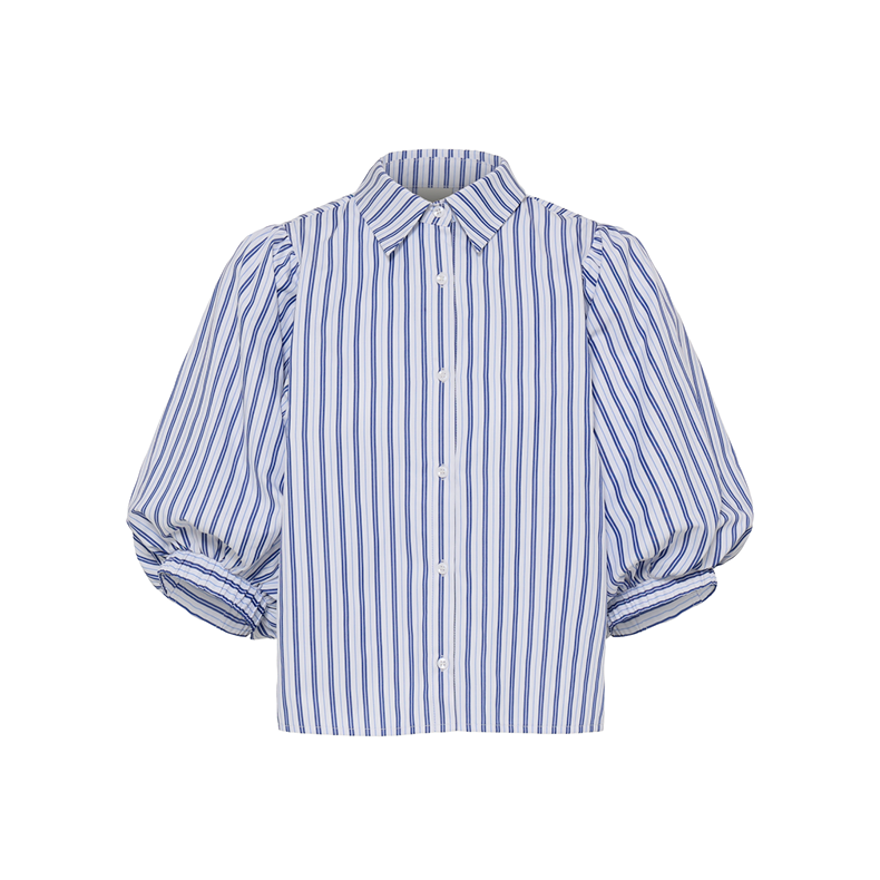 ICHI Gavia SS shirt, cloud dancer/blue indi