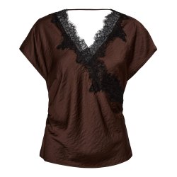 Idun lace ss blouse Co'Couture, dark brown